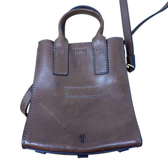 Frye Casey Mini North South NS Tote Purse Crossbody Dark Brown Boho Leather - Picture 2 of 11